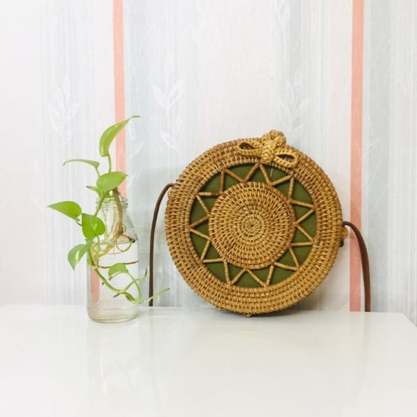 Rattan Bamboo Purse-Cream main image 0